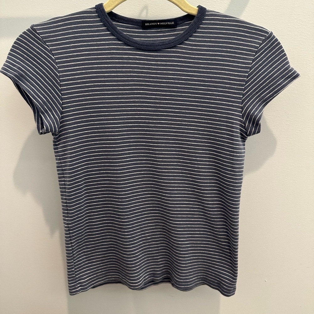 Brandy Melville navy blue/white stripes tee